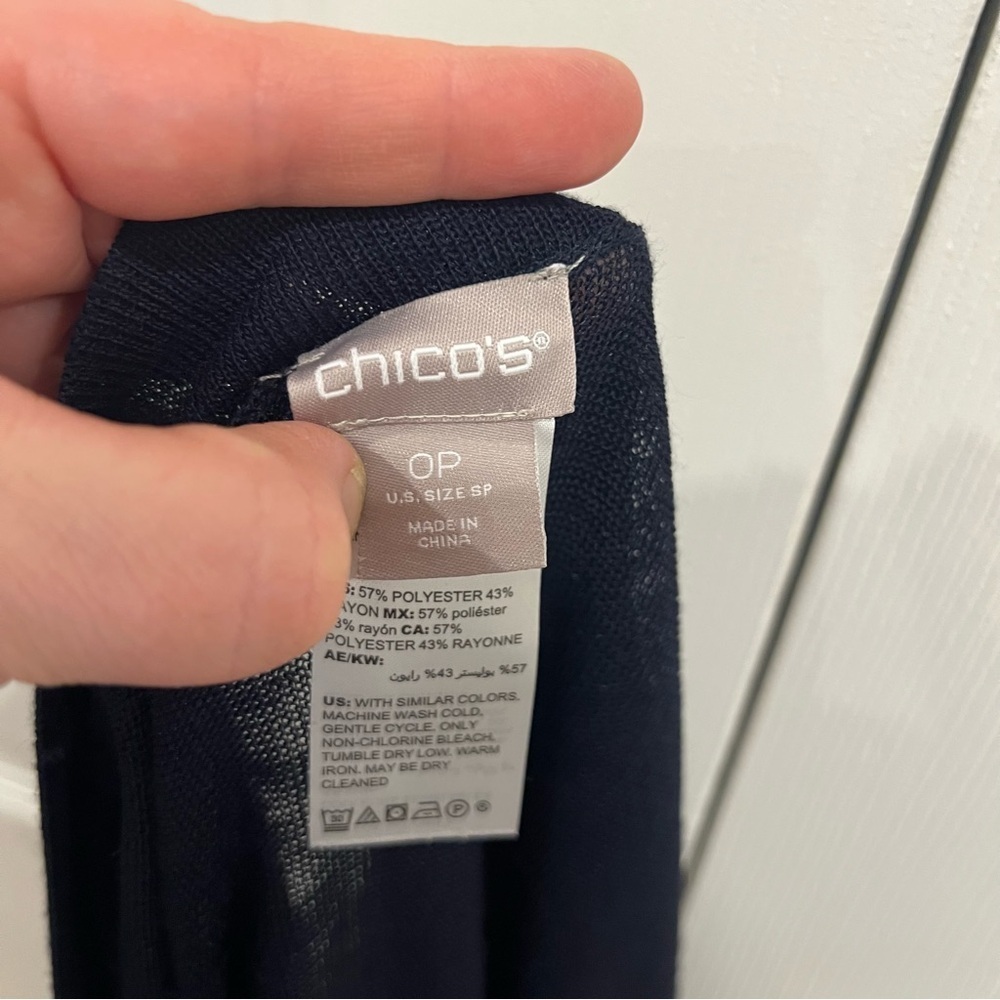 Chico's Open Front Cardigan Sweater Sheer Classic Navy Womens 0P Small Petite - Picture 6 of 7